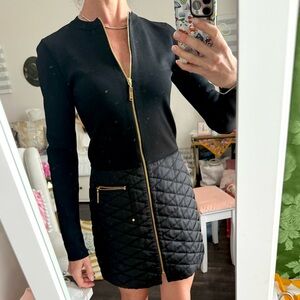 Authentic Louis Vuitton Dress, model VCCW10 Black mixed media quilted skirt